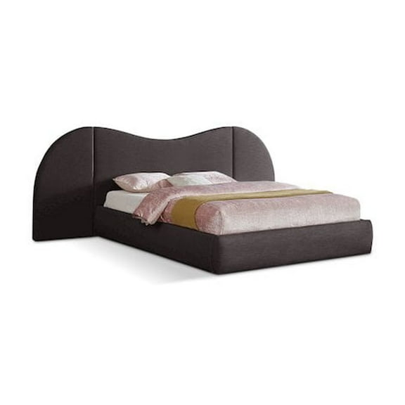 Meridian Furniture Everest Brown Linen Textured Fabric Queen Bed