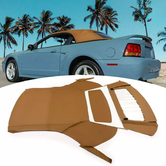 For Ford Mustang 1994-2004 Convertible Tan Soft Top Plastic Window Sailcloth
