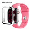 thumbnail image 1 of Cristal, funda y correa para Apple Watch, banda de silicona de 44mm, 40mm, 45mm, 41mm, 38mm, 42mm, 44mm, iWatch serie 3 4 5 6 se 78, 1 of 4