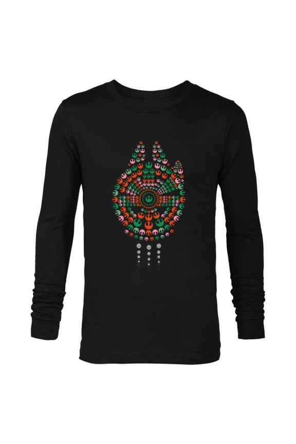 Holiday Christmas Rebel Symbols Millennium Falcon - Long Sleeve T-Shirt for Men - Customized-Black