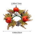 thumbnail image 3 of FeiFu Fall Pumpkin Candle Ring Wreath Artificial Maple Leaf Pine Cone Gourd Autumn Decor Table Centerpiece Harvest Halloween Thanksgiving Home Party Accent Guirnalda de Calabaza, 3 of 6