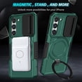 thumbnail image 6 of for Samsung Galaxy S23 Plus Case with Camera Sliding Cover, [Compatible with MagSafe] with Magnetic Ring Kickstand, Military Grade Heavy Duty Protection Phone Case for Galaxy S23 Plus, Darkgreen, 6 of 10