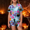 thumbnail image 2 of NIEWTR Girls' Pajamas Kids Toddler Summer Cartoon Print Short Sleeve Shorts Sleepwear Outfits Halloween Pajamas, 2 of 5