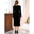 thumbnail image 4 of DARING DIVA Women's Formal Ruched Sequin Neck Cocktail Velvet Dress S Black, 4 of 6