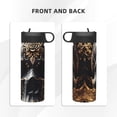 thumbnail image 3 of Yiaed Gold Pattern Black Skull Print Water Bottle with Straw Lid, Stainless Steel Double Wall Insulated Water Bottle | Leak-Proof and Spill-Proof Water Bottle, 3 of 8