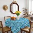 thumbnail image 2 of Blue Geometric Suqare Tablecloth - 60 x 60 Inch, Country Chic Abstract Gradient Motifs Waterproof & StainResistant Tablecloth, Washable Oil-proof Table Cover for Dining/Party/Wedding/Camping/Buffet, 2 of 9
