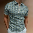 thumbnail image 2 of Geometric Patterns 8 Men Zipper T-shirt Summer Casual Short Sleeve T-shirt Top, 2 of 7