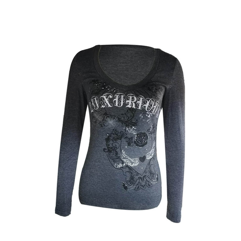 Womens Y2k Fairy Grunge Graphic Long Sleeve Tees Tops E Womens Y2k Fairy Grunge Graphic Long Sleeve Tees Tops E