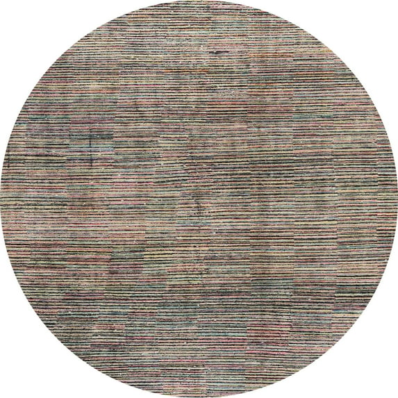 Ahgly Company Indoor Round Abstract Coffee Brown Abstract Area Rugs, 8' Round