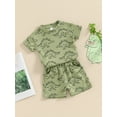 thumbnail image 3 of Bagilaanoe 2pcs Toddler Baby Boy Shorts Set Short Sleeve Print T Shirt Tops + Shorts 3M 6M 12M 18M 24M 3T Kids Casual Summer Clothes, 3 of 7