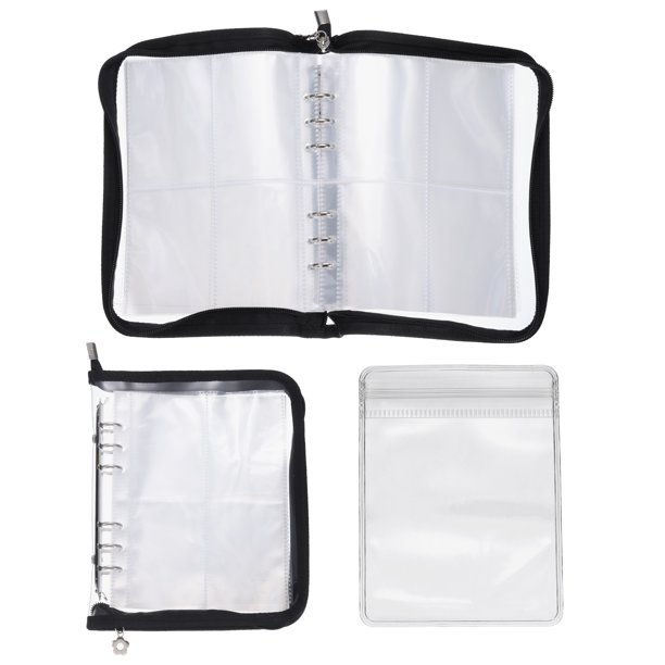 Uxcell 1 Set de Organizador de Pendientes Transparente de Viaje con Bolsillo para Collar y Soporte de Anillo, Plata