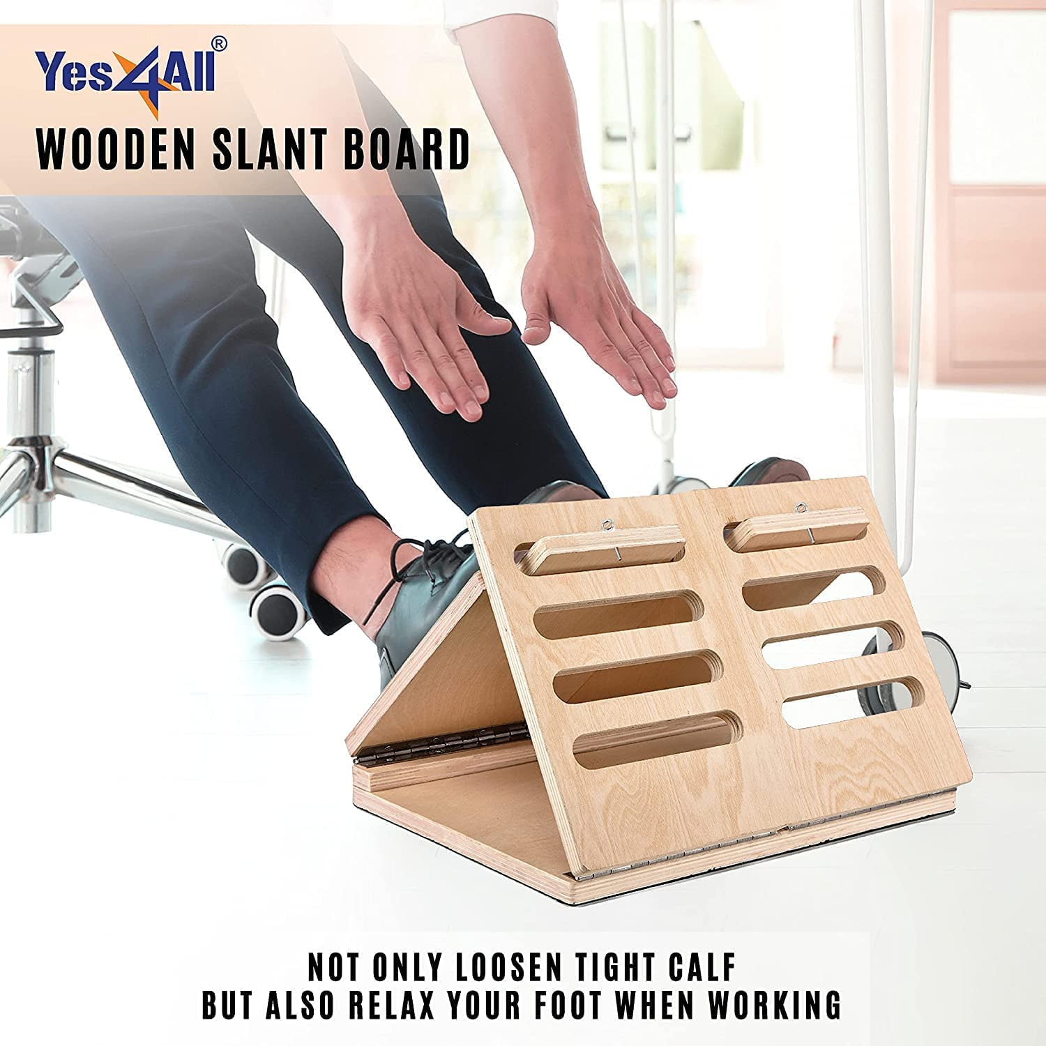 Yes4All Wooden Slant Board - 4 Incline Level: 10, 20, 30 & 40 degree