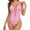 Pink, variant on Sexy Lace Up 1 Piece Swimsuit Deep V Neck Bathing Suits Pink Plus Size Swimsuit For Women