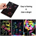thumbnail image 2 of GIXUSIL 50 Piece Scratch Paper, Rainbow Black Crafts Arts Set with 5 Wooden Stylus for Children Art Supplies, DIY Sketch Gift(Black), 2 of 6