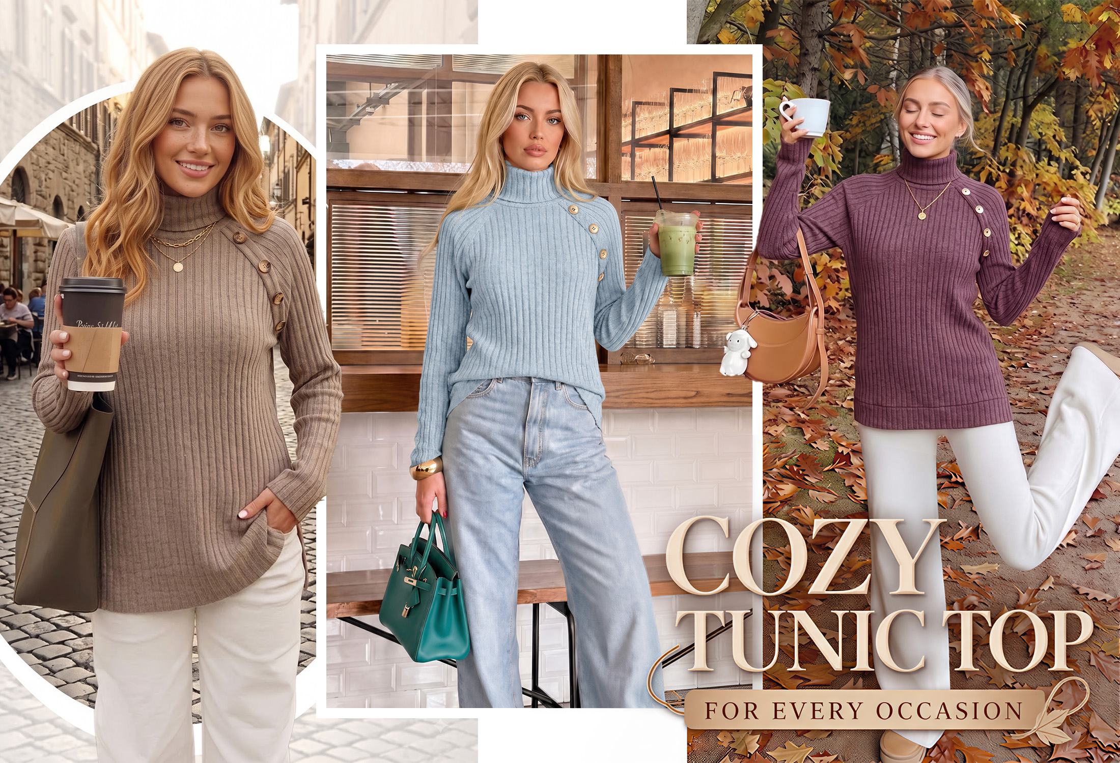 Moyiko Women's Turtleneck Long Sleeve Tunic Top photo 6