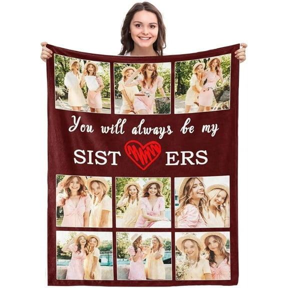 AISENIN Best Gifts for Women Custom Picture Blanket Customized Photo Blanket for Sister from Sister Brother Father Mother Personalized Birthday Christmas Thanksgiving Gifts
