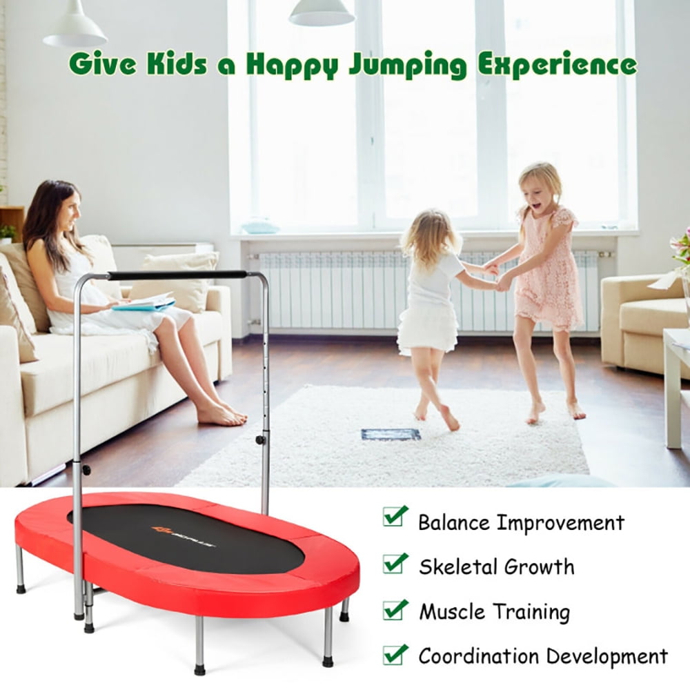 Aimee Lii 2-Person Foldable Mini Kids Fitness Rebounder Trampoline, Outdoor Kids Trampoline, Red