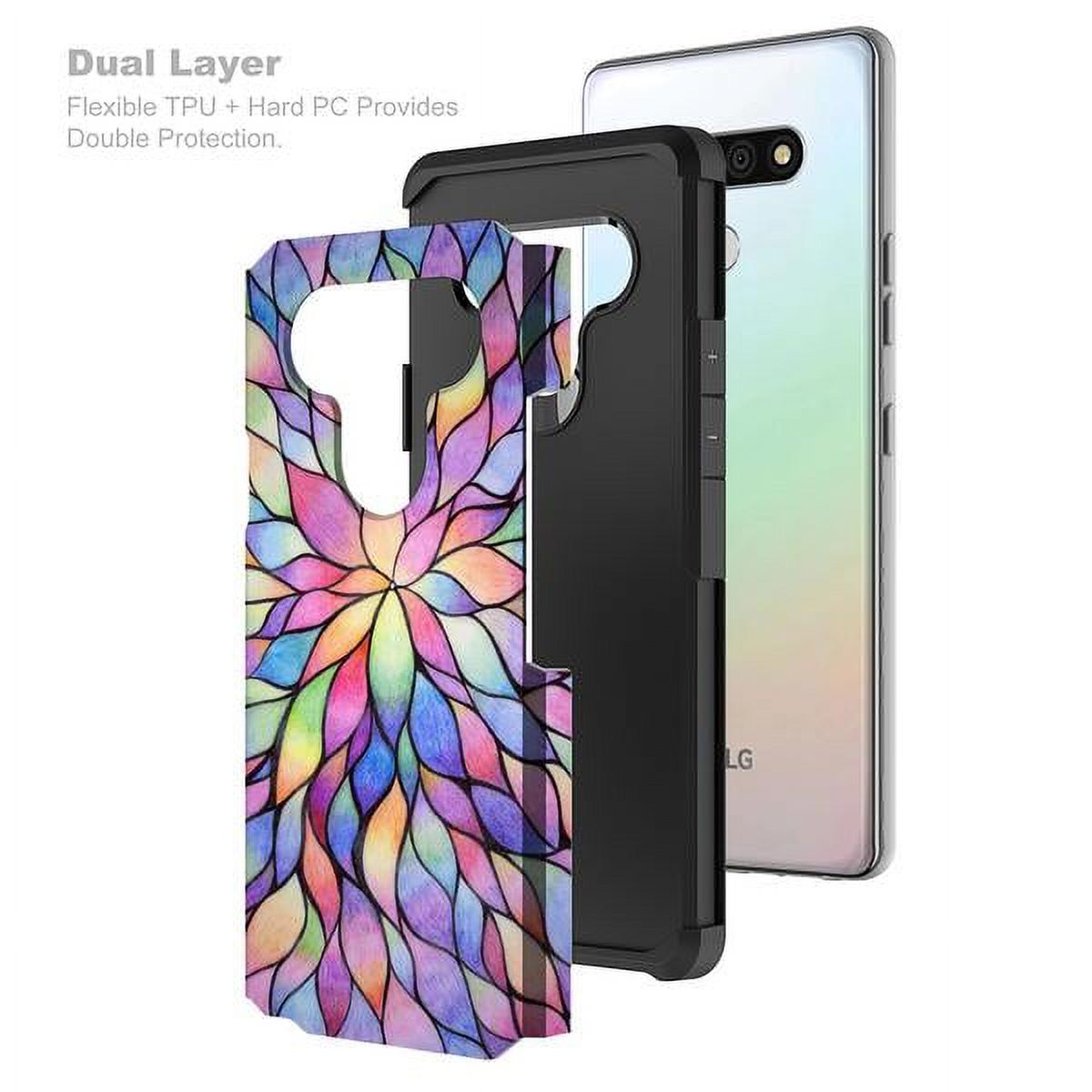 LG Stylo 6/LG Stylo 6 Plus Case Cover w/[ Temper Glass Screen Protector] Silicone Shock Proof Dual Layer Cute Girls Women Case Cover for LG Stylo 6/Stylo 6 Plus - Rainbow Flower - image 5 of 5