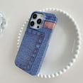 thumbnail image 5 of Compatible with iPhone 15 Pro Luminous Case Glow in The Dark Noctiluncent Fluorescent Case for Women Girly Slim Hard PC Soft Denim Texture Anti Slip Shockproof Light up Phone Cover, Blue, 5 of 14