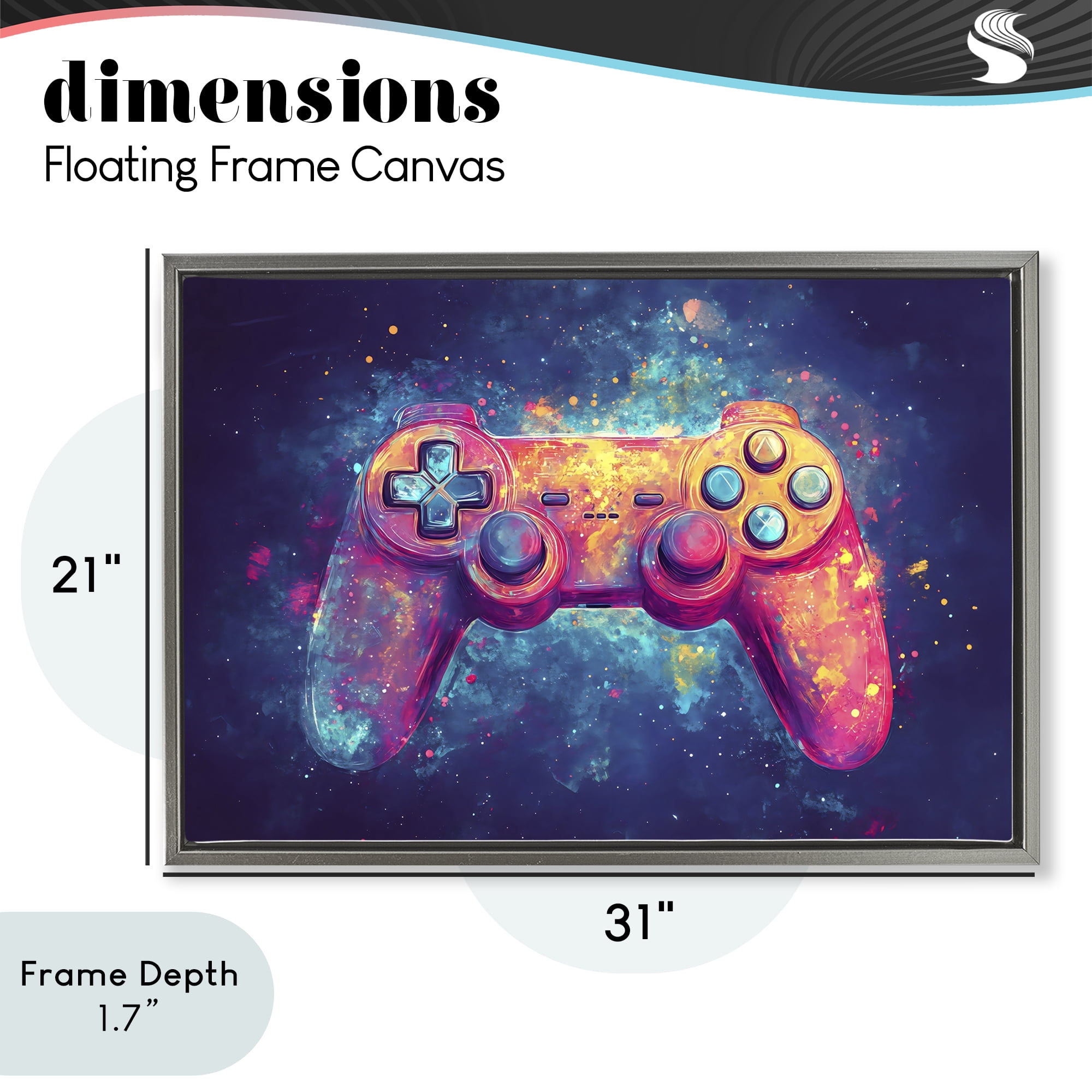 Stupell Industries Futuristic Cosmic Game Controller Gray Framed Floater Canvas Wall Art, design by Creative Studio
