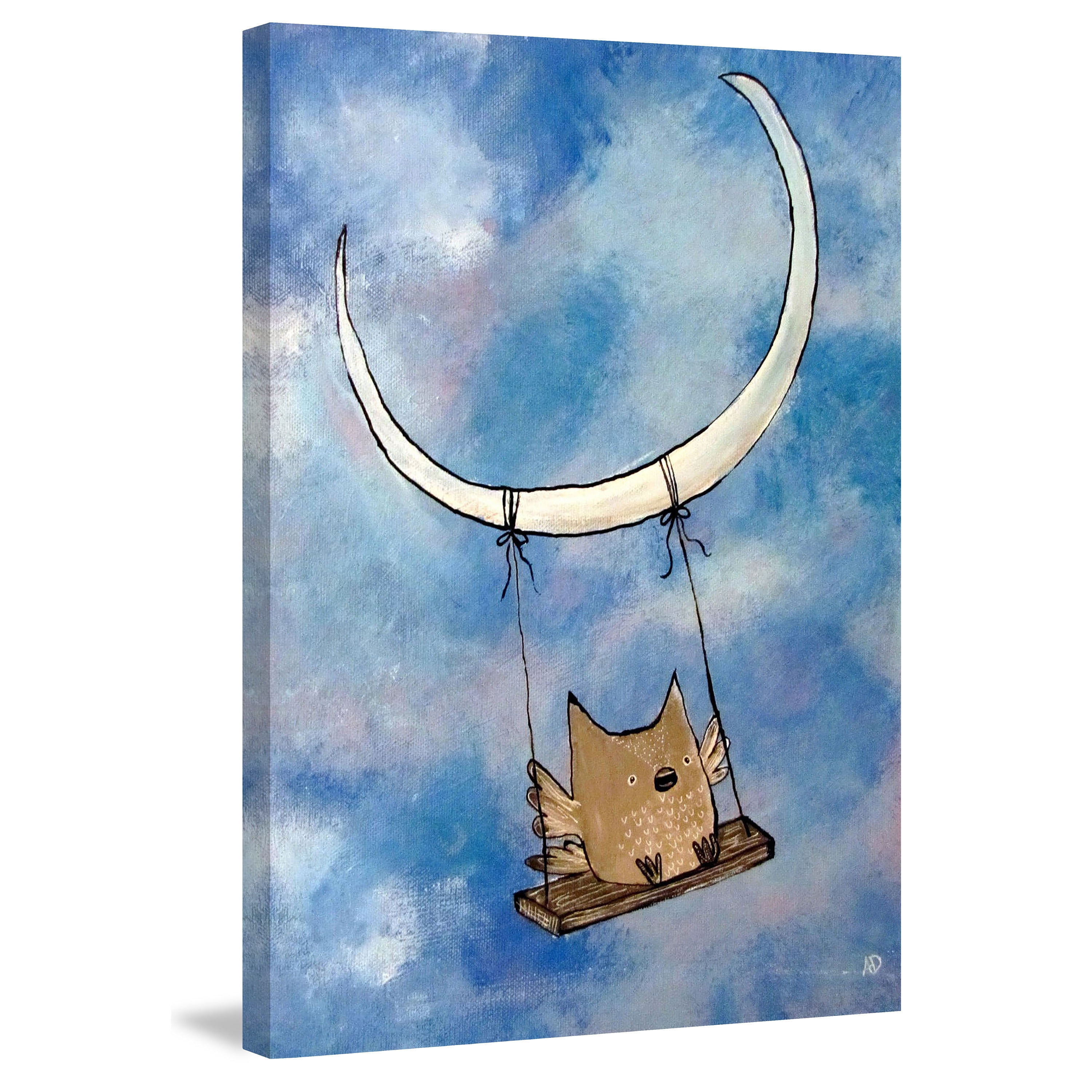 Marmont Hill "Swinging Owl" by Andrea Doss Painting Print on Wrapped Canvas