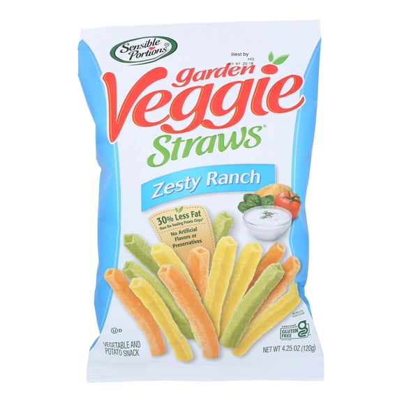 Sensible Portions - Veggie Straw Zesty Ranch - Case of 12 - 4.25 ounces