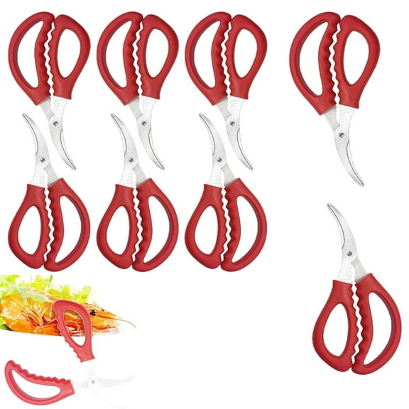 Tutuviw 8Pcs Kitchen Seafood Scissors for Crab,Multifunctional Stainless Steel Shears Kitchen Seafood Scissors Crab Leg Scissors Lobster Shell Cracker