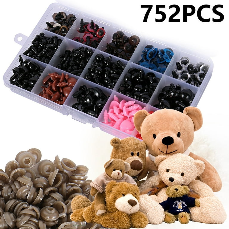 752pcs Safety Eyes and Safety Noses with Washers for Doll, Colorful Plastic  Safety Eyes and Noses Assorted Sizes for Doll, Plush Animal and Teddy Bear
