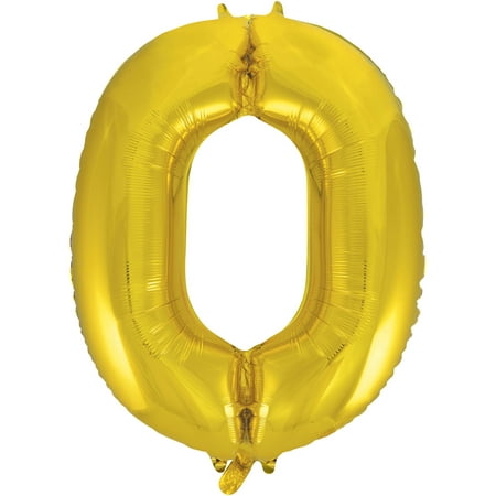 Foil Big Number Balloon, 0, 34 in, Gold, 1ct (Best Balloons In Hollywood)