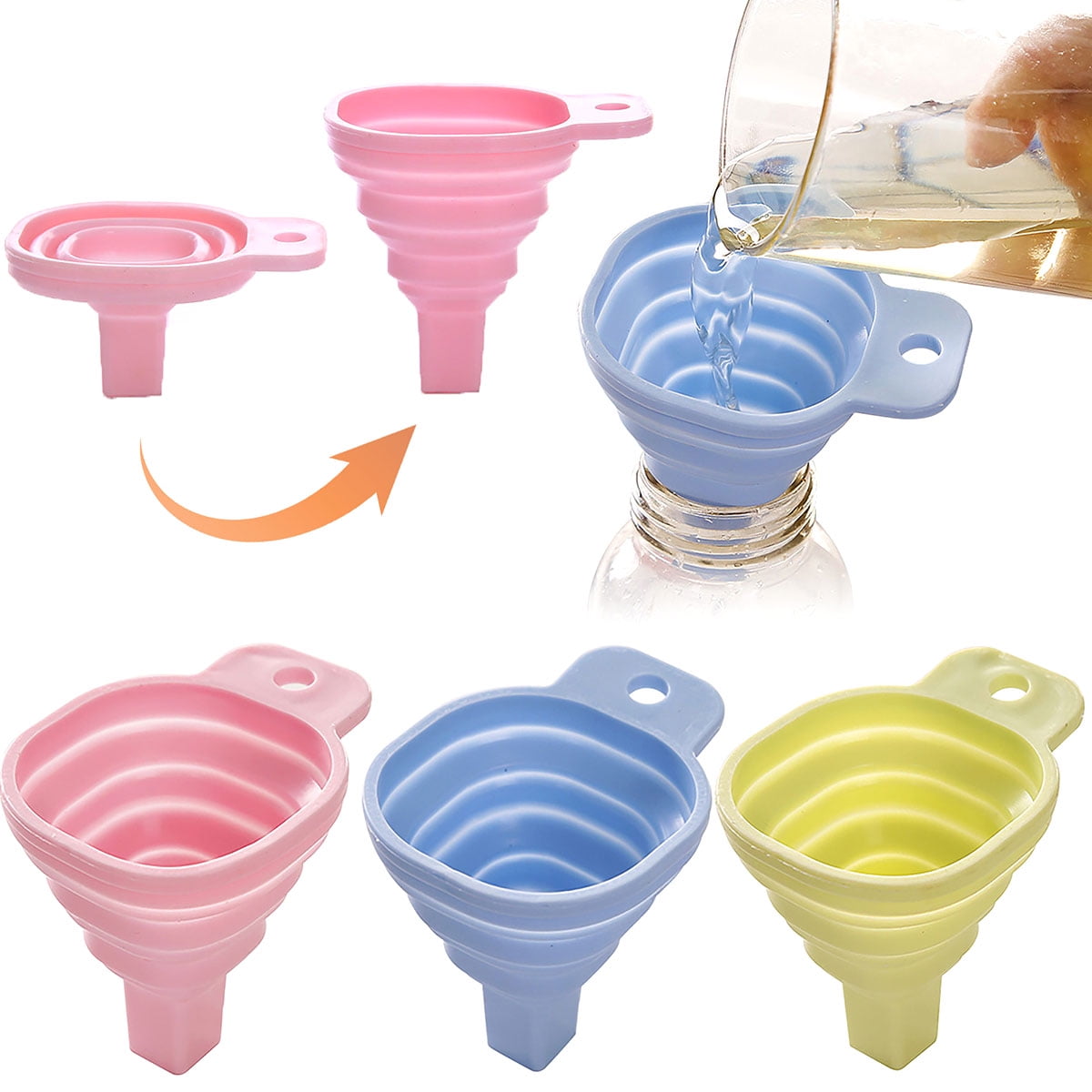 verlacoda Mini Collapsible Funnels with Wide Mouth Foldable Funnels