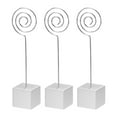thumbnail image 1 of Unique Bargains Resin Cube Base Picture Card Holder, 3 Pack Circle Shape Table Stand Holder for Party Displaying, Silver Tone, 1 of 5