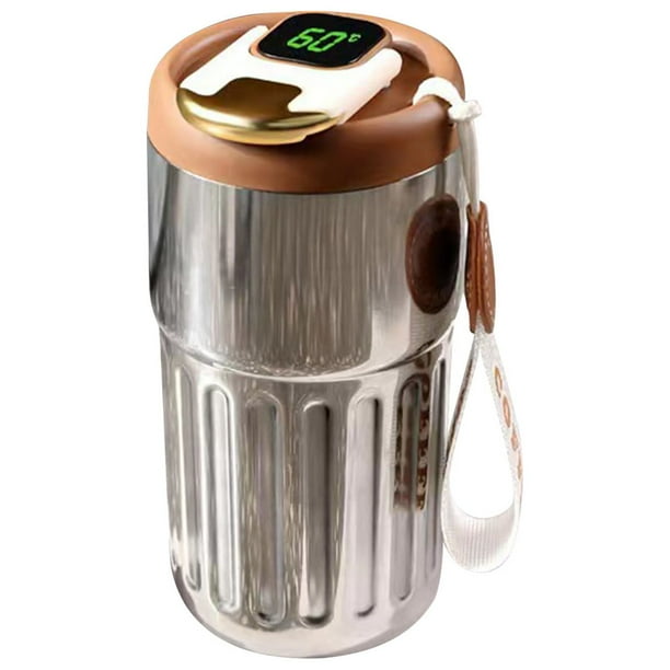 Taza de café de acero inoxidable 316 de 450 ml | Pantalla inteligente de temperatura | Taza térmica de doble pared | Taza de viaje portátil a prueba de fugas para coche, oficina y exteriores