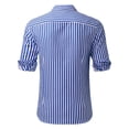 thumbnail image 4 of PMUYBHF T-Shirts pour Hommes Manches Longues Mode Décontractée Simplicité Coréenne Slim Rayé Col à Revers Chemise Manches Longues, 4 of 7