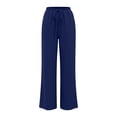 thumbnail image 4 of Endives Women's Wide Leg Pants Textured Elastic High Waisted Solid Color Flared Elegant Casual Pants Dark Blue, 4 of 7