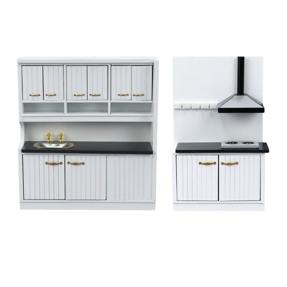 Kitchen Cabinet Cupboards Miniature Furniture Model DollHouses Kitchen Accessory Realistic Playset 1:12