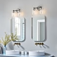 thumbnail image 3 of LIGHTINN Bathroom Dimmable Vanity Light with Cylindrical Clear Striped Glass Shade E26 Socket Base Vintage Fixture 2-Light (Black/Nickel), 3 of 7