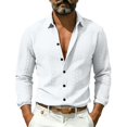 thumbnail image 4 of LYSMORA Mens Lapel Long Sleeve Textured Knit Button Down Shirt Solid Casual Business Collared Top, 4 of 7