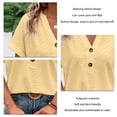 thumbnail image 5 of V Neck Tops for Women Batwing Sleeve Pure Color Fashionable Casual Breathable Button Short Sleeves Tops for Daily Office Yellow XXL, 5 of 6