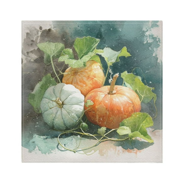 1 Pack 20'' x20" Satin Table Napkins Dinner Napkins for wedding Party Decoration events Orange and White Pumpkins