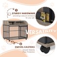 thumbnail image 3 of EUROCO 44" Heavy Duty Dog Crate,Wooden Dog Crate End Table with 4 Lockable Wheels,Sliding Barn Door and 2 Open Shelves,Furniture Style Large Dog Kennel Indoor for Large/Medium Dog,Gray, 3 of 7