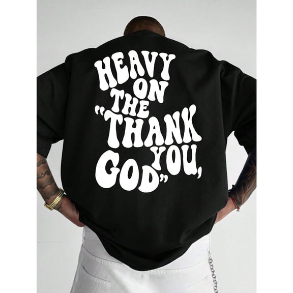 Men's Summer Slogan Print Round Neck Casual Commuter T-Shirt, Emo, 2000s Style