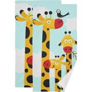 Bestwell Giraffe Soft Hand Towels, set of 2 Absorbent Bath Towel Decorative Fingertip Towels for Bathroom Gym Spa Hotel Beach Swimming Pool,14.4" x 28.3"