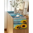 thumbnail image 5 of Table Runner 108 Inches Long for Kitchen Dining, Spring Sunflowers Dresser Scarf Farmhouse, Dining Table Decorations for Wedding/Parties, Yellow Floral Turquoise Farmhouse Wood Grain 13 x 108 In, 5 of 8
