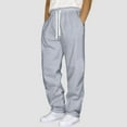 thumbnail image 2 of Mens Sweatpants Wide Staight Leg Pants Workout Elastic Waist Drawstring Trousers with Pockets Loose Lounge Jogger Pants, 2 of 7