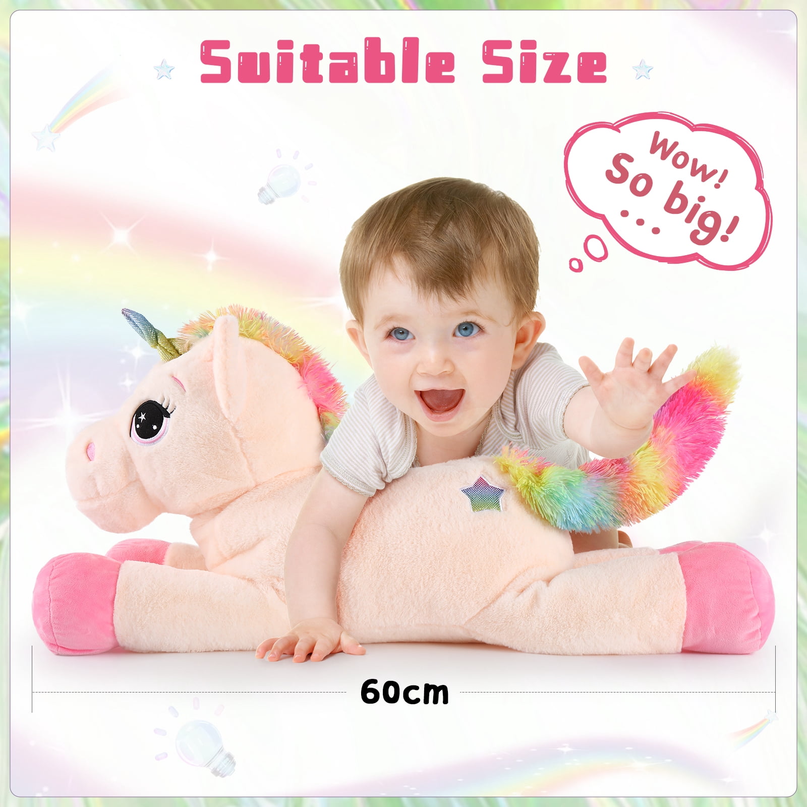 MorisMos Giant Unicorn Stuffed Animal 24'' Soft Unicorn Plush Toy