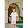 thumbnail image 4 of Arshiner Boys Short Sleeve Button Down Shirt Texture Summer Beach Vacation Shirt, 4 of 8