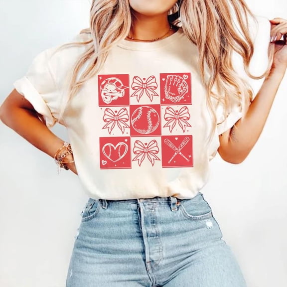 Retro Checkered Baseball Coquette T-Shirt, Game Day Baseball Mom Shirt, Baseball Bow Shirt, Baseball Mama Shirt, Tis The Season