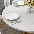 thumbnail image 3 of Round Vinyl Fitted Tablecloth with Flannel Backing Elastic Edge Design Table Cover Waterproof Oil-Proof Plastic Table Cloth Stain-Resistant Wipeable for 45"-52" Round, 3 of 6