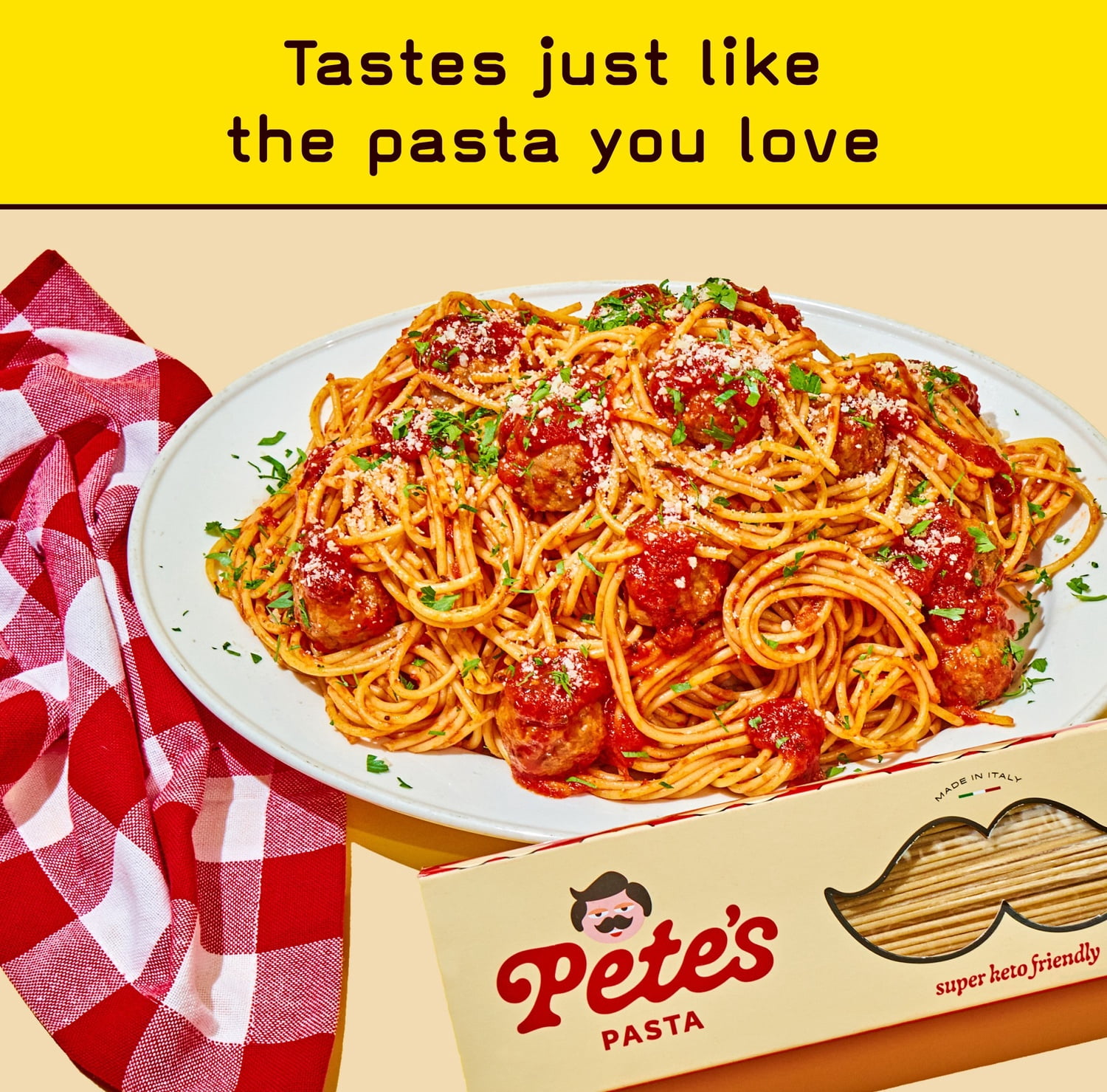 Pete's Pasta Spaghetti - No Carb, 20g High Protein - Authentic Italian Keto Wheat Pasta - 1 Pack, 8oz.
