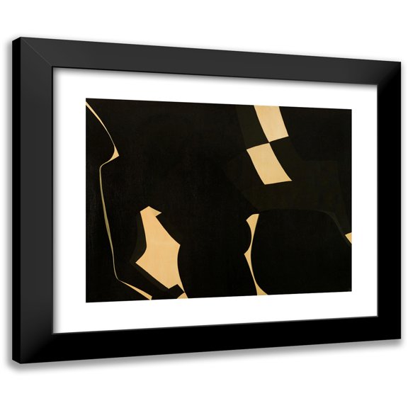 Jakob Weidemann 14x12 Black Modern Framed Museum Art Print Titled - Black and Yellow Composition (1957)